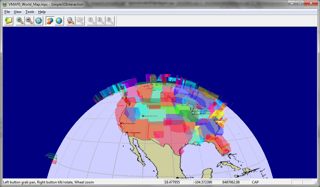 Figure 24 3D Globe with US States Extruded as polygons.