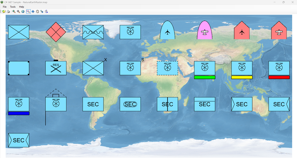 A MapLink Pro display with updated military symbology
