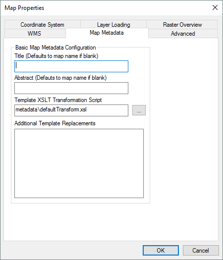Map Metadata Configuration Panel